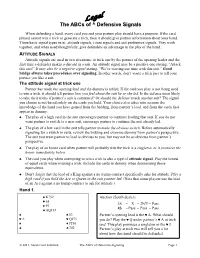 The Abcs of ^ Defensive Signals