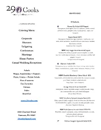 29 Cooks Full Catering Menu 2015 Revised Website Format