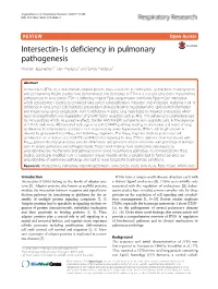Intersectin-1S Deficiency in Pulmonary Pathogenesis Niranjan Jeganathan1*, Dan Predescu2 and Sanda Predescu3