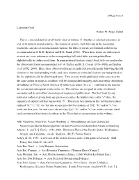 Literature Cited Robert W. Kiger, Editor This Is a Consolidated List Of