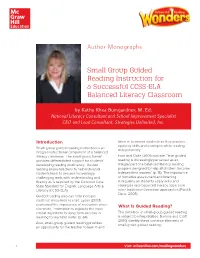 Small Group Guided Reading Instruction for a Successful CCSS-ELA Balanced Literacy Classroom