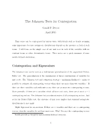 The Johansen Tests for Cointegration