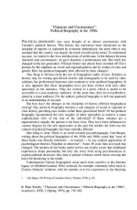 "Character and Circumstance": Political Biography in the 1990S