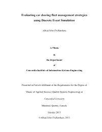 Evaluating Car Sharing Fleet Management Strategies Using Discrete Event Simulation