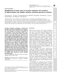 Identification of Target Genes in Laryngeal Squamous Cell Carcinoma