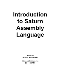 Introduction to Saturn Assembly Language