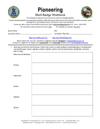 Pioneering Merit Badge Workbook This Workbook Can Help You but You Still Need to Read the Merit Badge Pamphlet