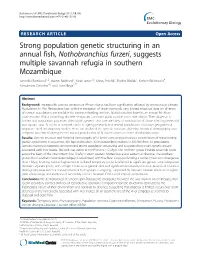 Strong Population Genetic Structuring in an Annual Fish, Nothobranchius