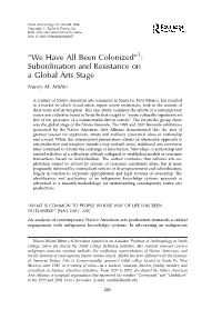 Subordination and Resistance on a Global Arts Stage Nancy M