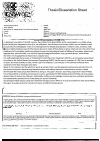 Thesis/Dissertation Sheet