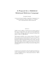 A Proposal for a Multilevel Relational Reference Language