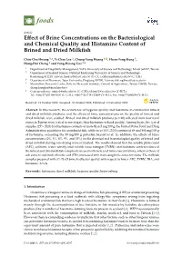 Effect of Brine Concentrations on the Bacteriological and Chemical Quality and Histamine Content of Brined and Dried Milkfish