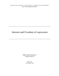 Internet and Freedom of Expression