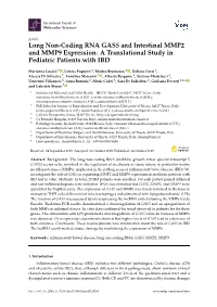 Long Non-Coding RNA GAS5 and Intestinal MMP2 and MMP9 Expression: a Translational Study in Pediatric Patients with IBD