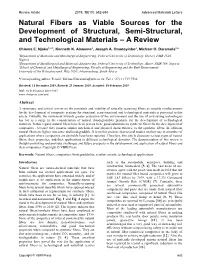 Natural Fibers As Viable Sources for the Development of Structural, Semi-Structural, and Technological Materials – a Review