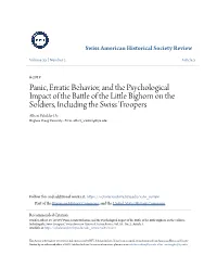 Panic, Erratic Behavior, and the Psychological Impact of the Battle of the Littlei B Ghorn on the Soldiers, Including the Swiss Troopers Albert Winkler Dr
