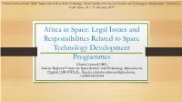 Assessment of the Legal Regime of Mining of Minerals in Outer Space