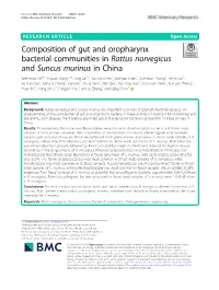 Composition of Gut and Oropharynx Bacterial Communities in Rattus