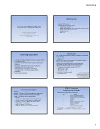 Concurrent Mental Health Disclosures Learning Objectives