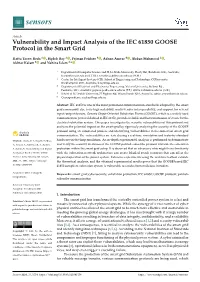 Vulnerability and Impact Analysis of the IEC 61850 GOOSE Protocol in the Smart Grid