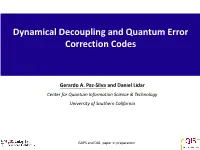 Dynamical Decoupling and Quantum Error Correction Codes