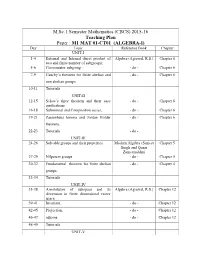 M.Sc. I Semester Mathematics (CBCS) 2015-16 Teaching Plan