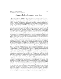 Magnetohydrodynamics - Overview