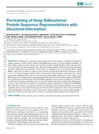 Pre-Training of Deep Bidirectional Protein Sequence Representations with Structural Information