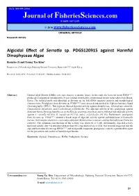 Algicidal Effect of Serratia Sp. PDGS120915 Against Harmful Dinophyceae Algae Keunho Ji and Young Tae Kim*