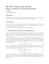 EE 3TP4: Signals and Systems Lab 5: Control of a Servomechanism Tim Davidson Ext