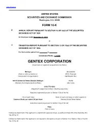 GENTEX CORPORATION (Exact Name of Registrant As Specified in Its Charter)