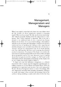 Management, Managerialism and Managers