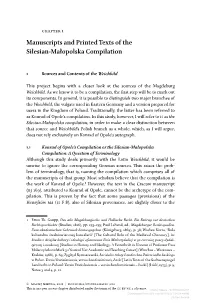 Manuscripts and Printed Texts of the Silesian-Małopolska Compilation