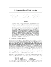 A Geometric Take on Metric Learning