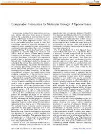 Computation Resources for Molecular Biology: a Special Issue