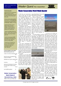 Wader Quest the Newsletter CONSERVATION