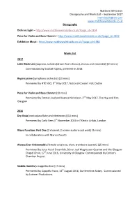 Works List – September 2017 Mwhiteside@Me.Com Discography