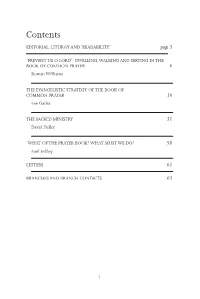 Contents EDITORIAL: LITURGY and ‘READABILITY’ Page 3