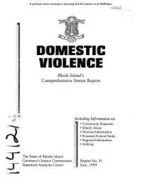 DO ESTIC VIOLE CE Rhode Islandls Comprehensive Status Report