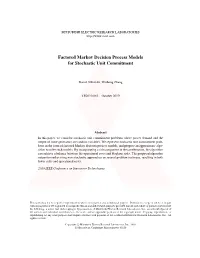 Factored Markov Decision Process Models for Stochastic Unit Commitment