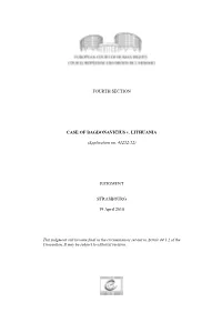 FOURTH SECTION CASE of BAGDONAVIČIUS V. LITHUANIA
