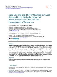 Land Use and Land Cover Changes in Awash National Park, Ethiopia: Impact of Decentralization on the Use and Management of Resources