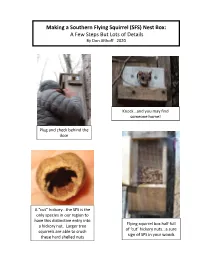 Making a Southern Flying Squirrel (SFS) Nest Box: a Few Steps but Lots of Details by Don Althoff 2020