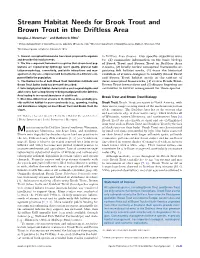 Stream Habitat Needs for Brook Trout and Brown Trout in the Driftless Area