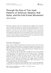 Through the Eyes of Tom Joad: Patterns of American Idealism, Bob Dylan, and the Folk Protest Movement James Dunlap