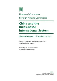 China and the Rules-Based International System