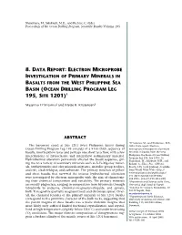 Electron Microprobe Investigation of Primary Minerals in Basalts from the West Philippine Sea Basin (Ocean Drilling Program Leg 195, Site 1201)1