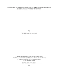 Information Sources, Beliefs and Values of Key Stakeholder Groups in Mexican Gray Wolf Reintroduction