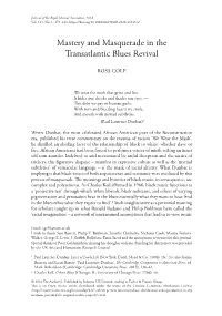 Mastery and Masquerade in the Transatlantic Blues Revival