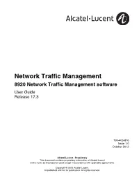 8920 Network Traffic Management Software User Guide Release 17.3